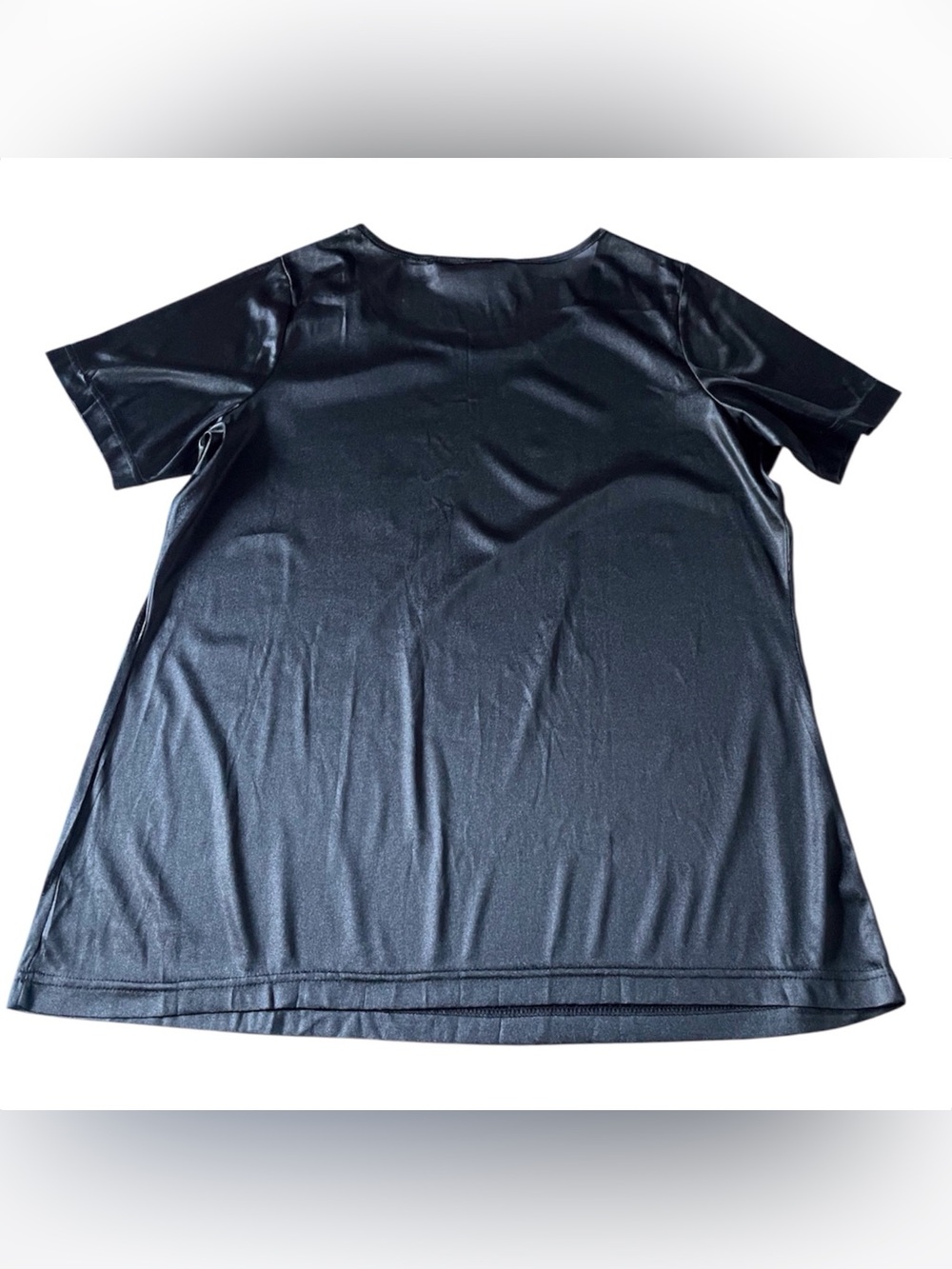 Roaman's Black Transparent Black OversizeWomen's Tunic Top with Short Sleeves, M - Picture 10 of 11